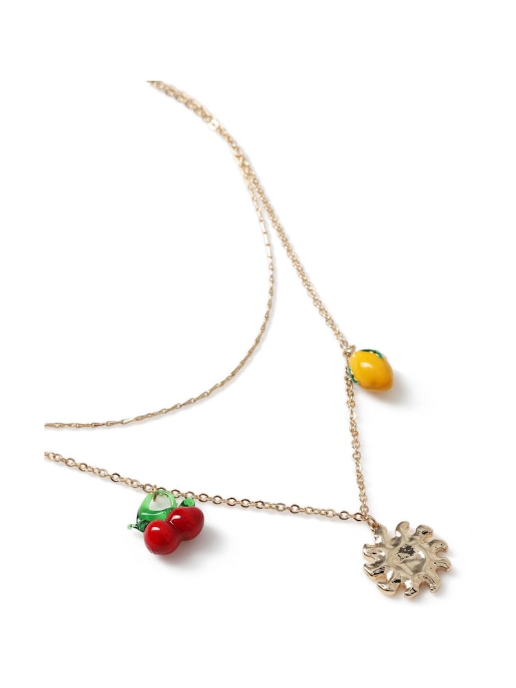 Aela Gold Tone Fruit Charm Necklace - Image 2 of 2