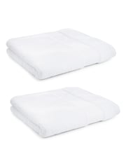 Liddell Set of 2 White Cotton Bath Towels - Image 4 of 4