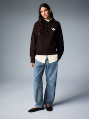 adidas Originals Brown Essential Knit Hoodie - Image 1 of 9