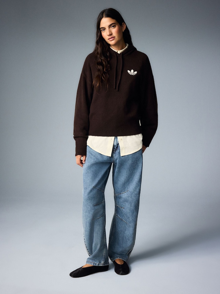 adidas Originals Brown Essential Knit Hoodie - Image 1 of 9 adidas Originals Brown Essential Knit Hoodie - Image 1 of 9