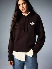 adidas Originals Brown Essential Knit Hoodie - Image 4 of 9
