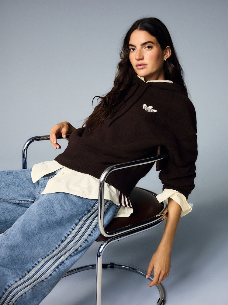 adidas Originals Brown Essential Knit Hoodie - Image 9 of 9 adidas Originals Brown Essential Knit Hoodie - Image 9 of 9