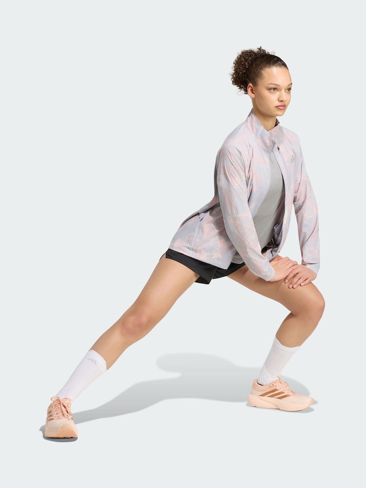 adidas Pink/Grey adi365 Run Animal Print Iconic Jacket - Image 1 of 6 adidas Pink/Grey adi365 Run Animal Print Iconic Jacket - Image 1 of 6
