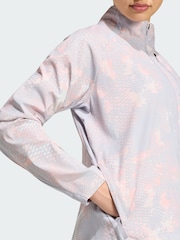 adidas Pink/Grey adi365 Run Animal Print Iconic Jacket - Image 3 of 6