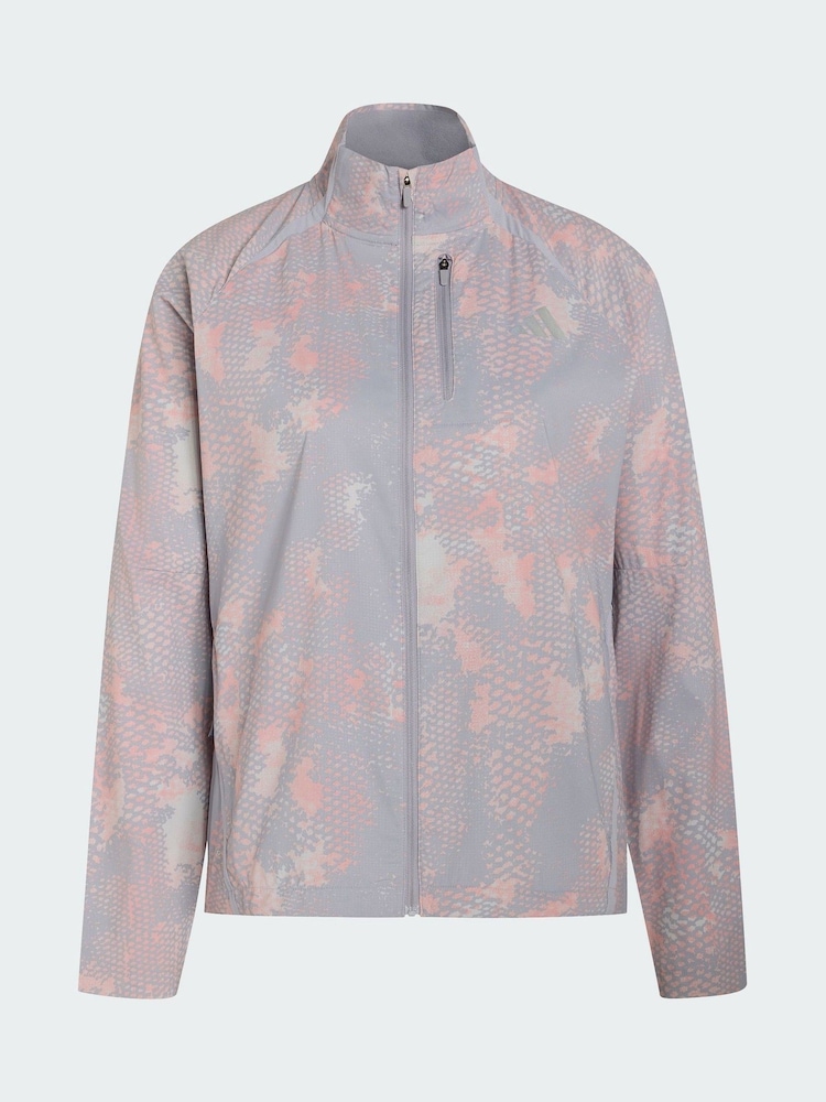 adidas Pink/Grey adi365 Run Animal Print Iconic Jacket - Image 6 of 6 adidas Pink/Grey adi365 Run Animal Print Iconic Jacket - Image 6 of 6