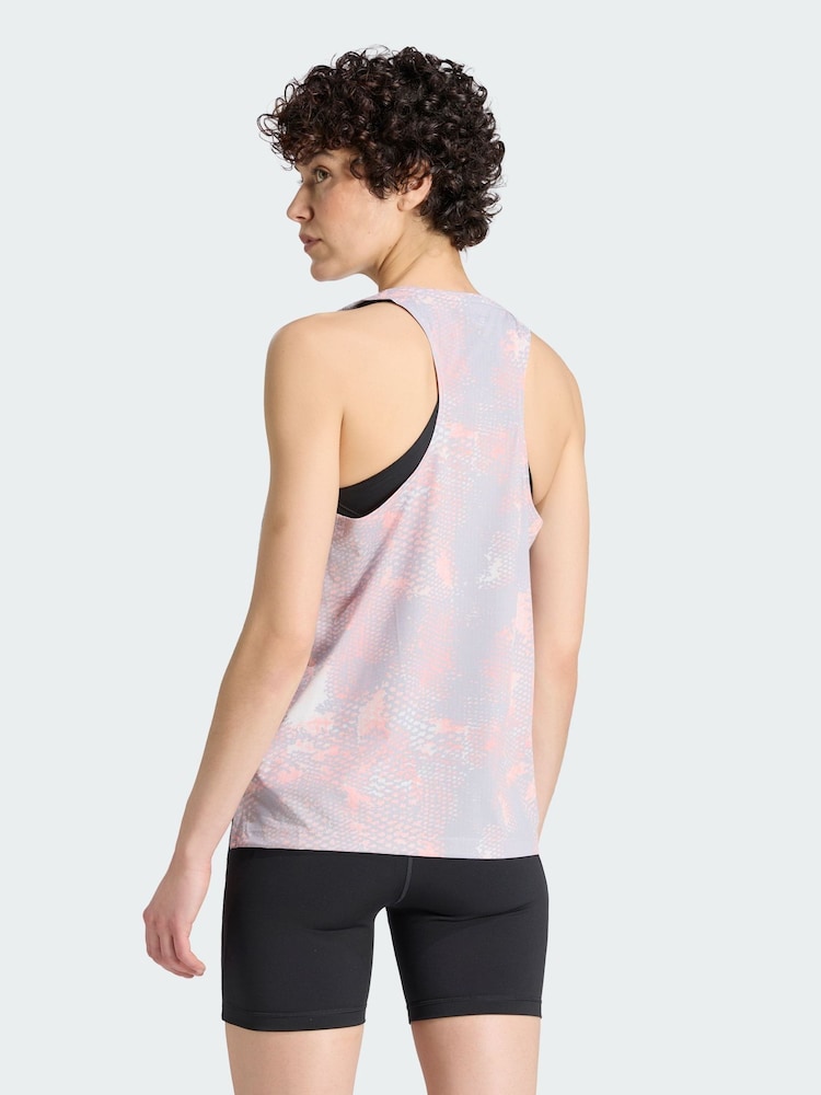 adidas Pink/Grey adi365 Run Animal Print Iconic Vest - Image 2 of 6 adidas Pink/Grey adi365 Run Animal Print Iconic Vest - Image 2 of 6