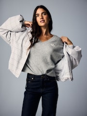 adidas Originals Grey Essential Knit V-Neck Jumper - Image 10 of 12