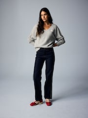 adidas Originals Grey Essential Knit V-Neck Jumper - Image 5 of 12