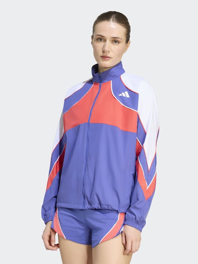 adidas Blue Adizero Running Jacket - Image 1 of 6