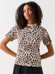 adidas Leopard Essentials All Over Animal T-Shirt - Image 1 of 5