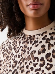 adidas Leopard Essentials All Over Animal T-Shirt - Image 4 of 5