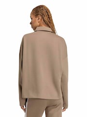 adidas Khaki Green Essentials Linear Polo Sweatshirt - Image 2 of 6