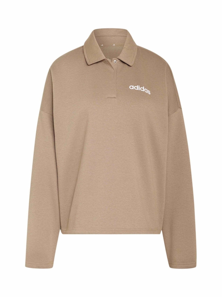 adidas Khaki Green Essentials Linear Polo Sweatshirt - Image 6 of 6 adidas Khaki Green Essentials Linear Polo Sweatshirt - Image 6 of 6