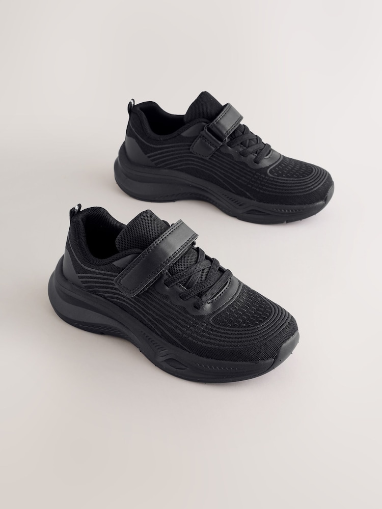Black/Black Wide Fit (G) Elastic Lace-Up Trainers - Image 1 of 6