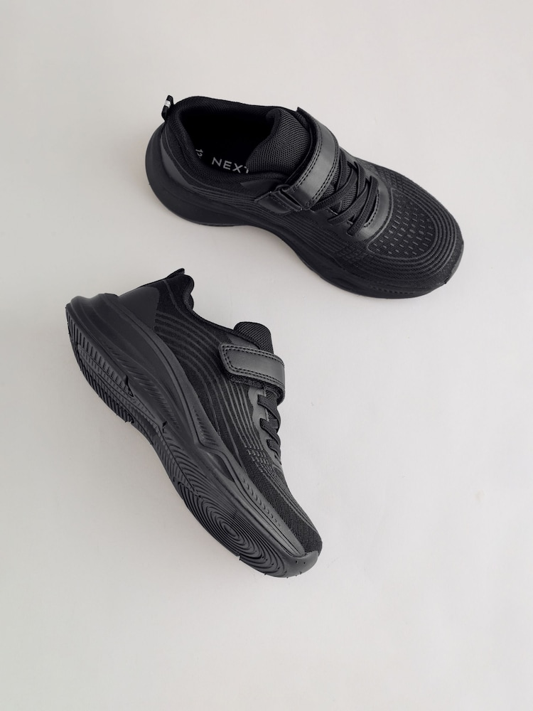 Black/Black Wide Fit (G) Elastic Lace-Up Trainers - Image 6 of 6