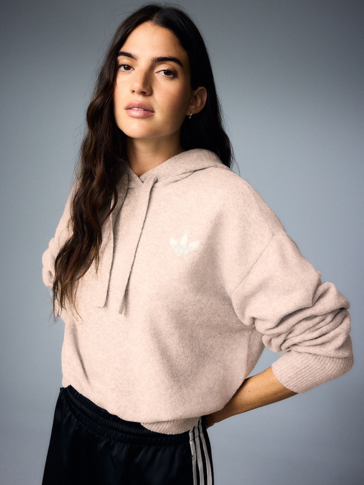 adidas Originals Brown Essential Knit Hoodie - Image 1 of 5 adidas Originals Brown Essential Knit Hoodie - Image 1 of 5