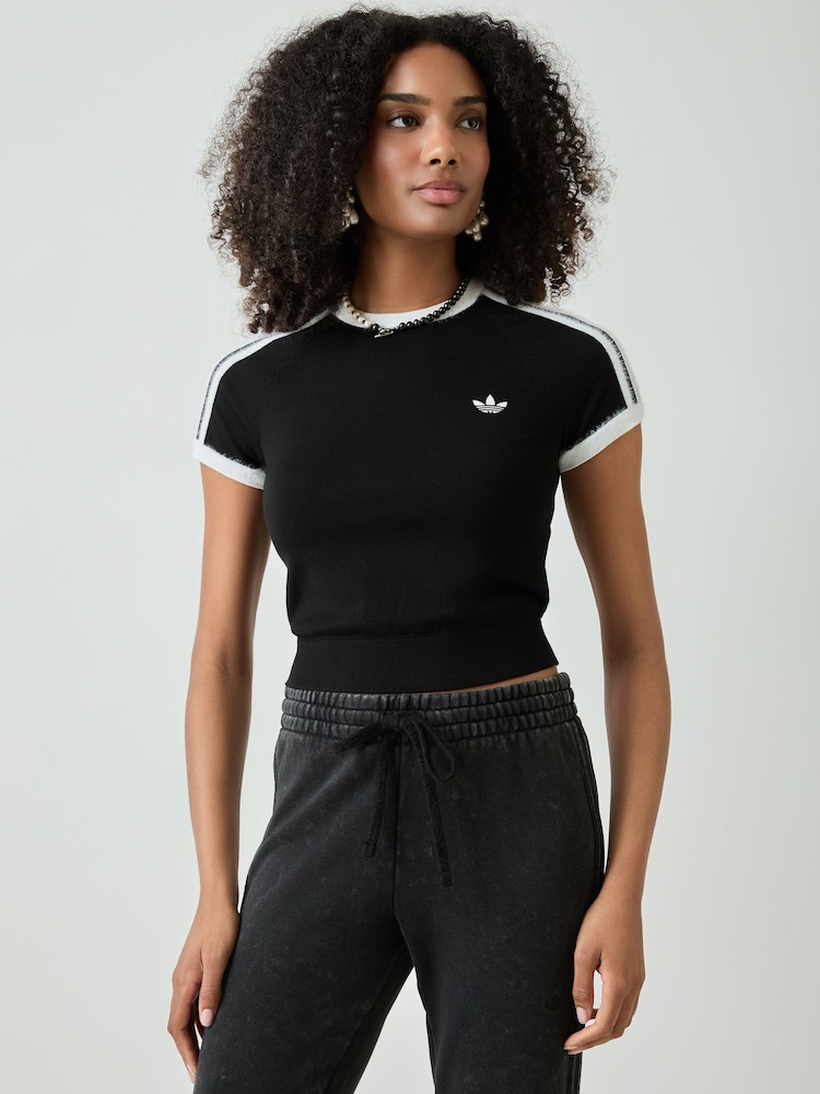adidas Originals Black Knit T-Shirt - Image 1 of 4 adidas Originals Black Knit T-Shirt - Image 1 of 4