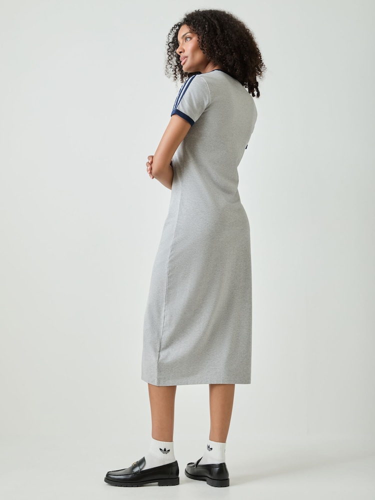 adidas dress grey Adidas Grey Racer Back Sleeveless Tank Dress Stripe Logo Women's Size  Medium