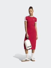 adidas originals Red 3-Stripes Maxi T-Shirt Dress - Image 3 of 6