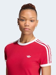 adidas originals Red 3-Stripes Maxi T-Shirt Dress - Image 4 of 6