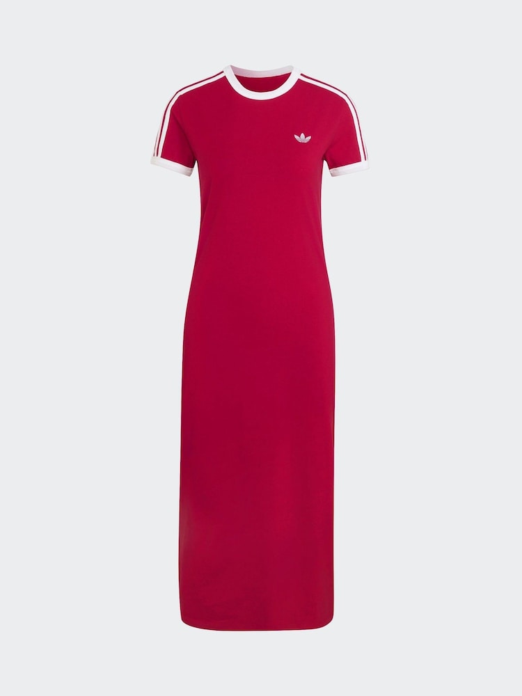 adidas originals Red 3-Stripes Maxi T-Shirt Dress - Image 6 of 6 adidas originals Red 3-Stripes Maxi T-Shirt Dress - Image 6 of 6