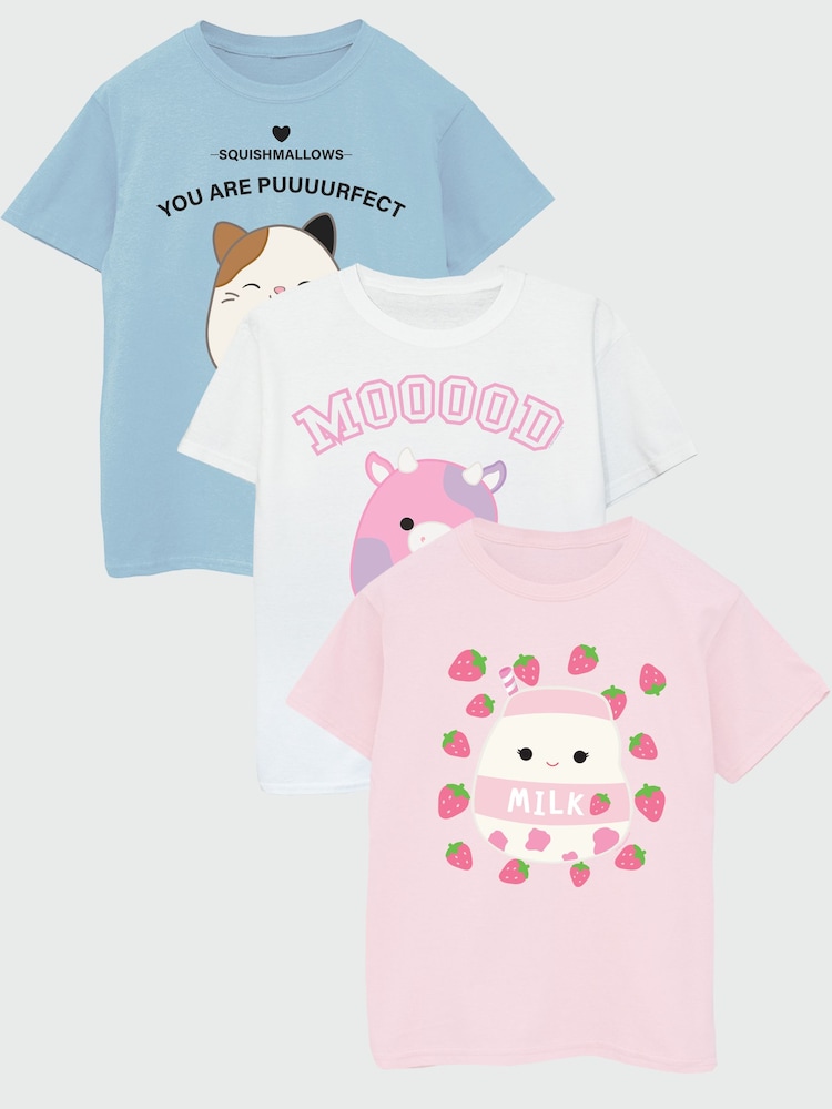 Brands In Pink Squishmallows T-Shirts 3 Pack - Image 1 of 4 Brands In Pink Squishmallows T-Shirts 3 Pack - Image 1 of 4