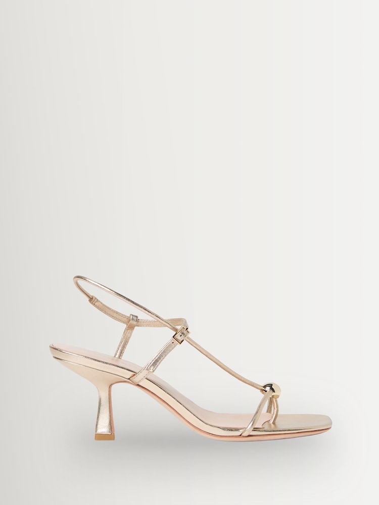 Loeffler Randall Gold Triana Strappy Mid Heel Hardware Sandals - Image 1 of 6
