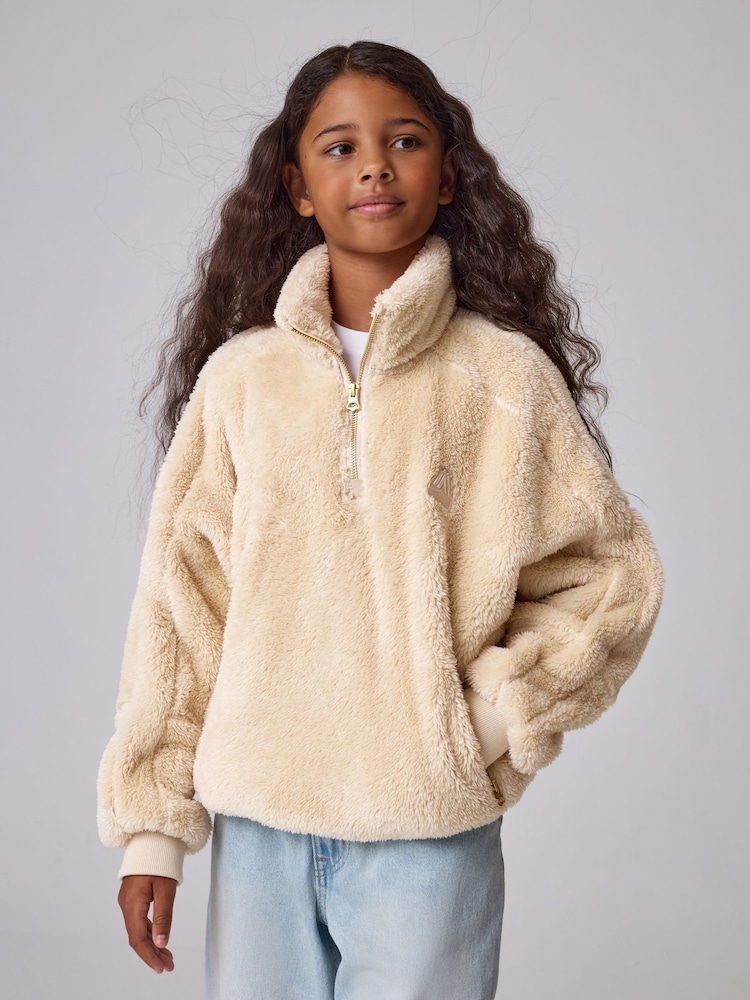 Superdry Cream Quarter Zip Fleece - Image 1 of 10