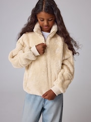 Superdry Cream Quarter Zip Fleece - Image 3 of 10
