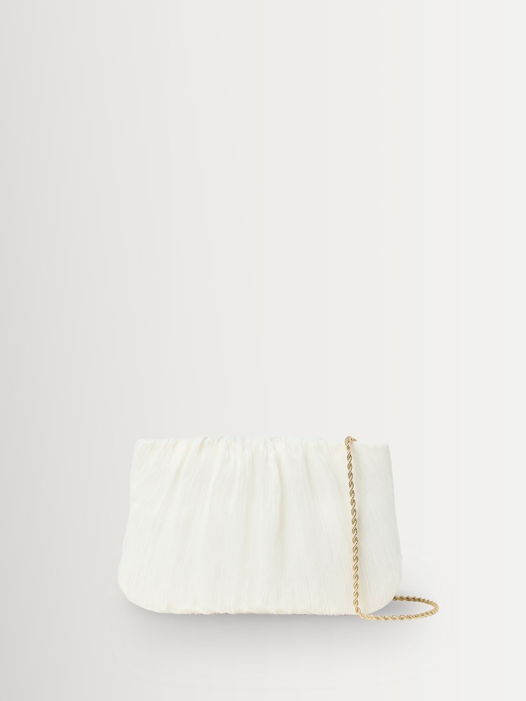 Loeffler Randall White Brit Pleated Clutch - Image 1 of 5