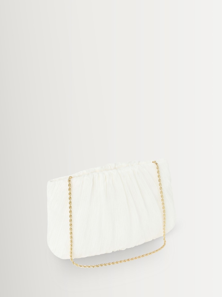 Loeffler Randall White Brit Pleated Clutch - Image 2 of 5