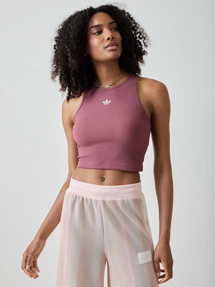 adidas Originals Purple Essentials Ribbed Tank Top - Image 1 of 5