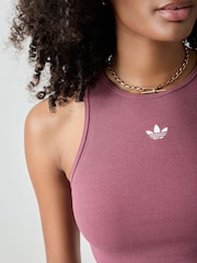 adidas Originals Purple Essentials Ribbed Tank Top - Image 4 of 5