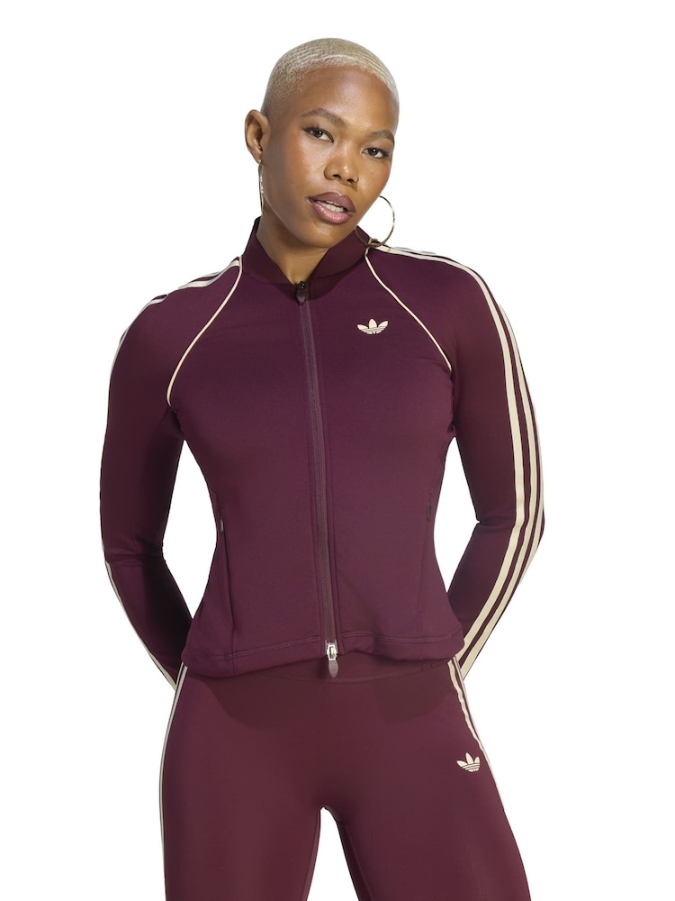 adidas Maroon Red x Originals 3-Stripes Full Zip Training Top - Image 1 of 7