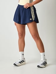 adidas Originals Blue Sports Ruffle Training Shorts - Image 1 of 4