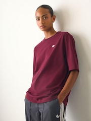 adidas Originals Maroon Red Essentials Oversized T-Shirt - Image 1 of 5
