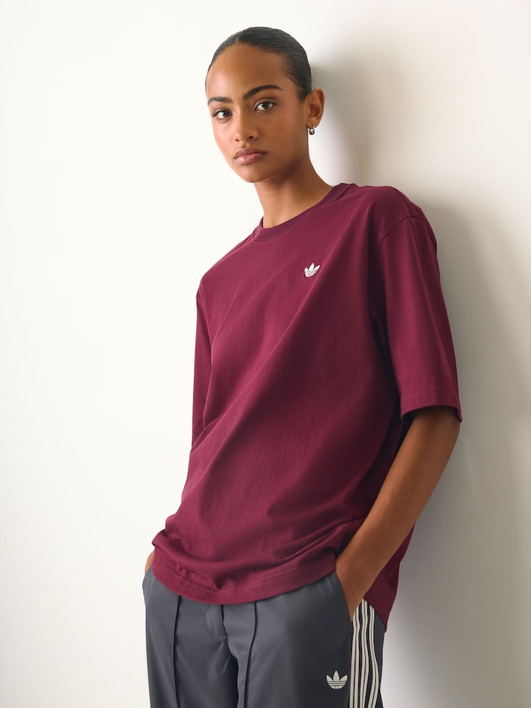 adidas Originals Maroon Red Essentials Oversized T-Shirt - Image 1 of 5