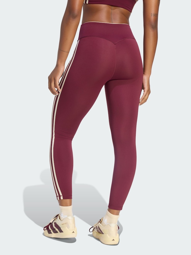 adidas Maroon Red x Originals 3-Stripes 7/8 Training Leggings - Image 2 of 5