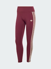 adidas Originals Maroon Red Sports 3 Stripe Leggings - Image 6 of 6