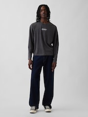 Gap Black Relaxed Logo Boxy Long Sleeve T-Shirt - Image 3 of 4