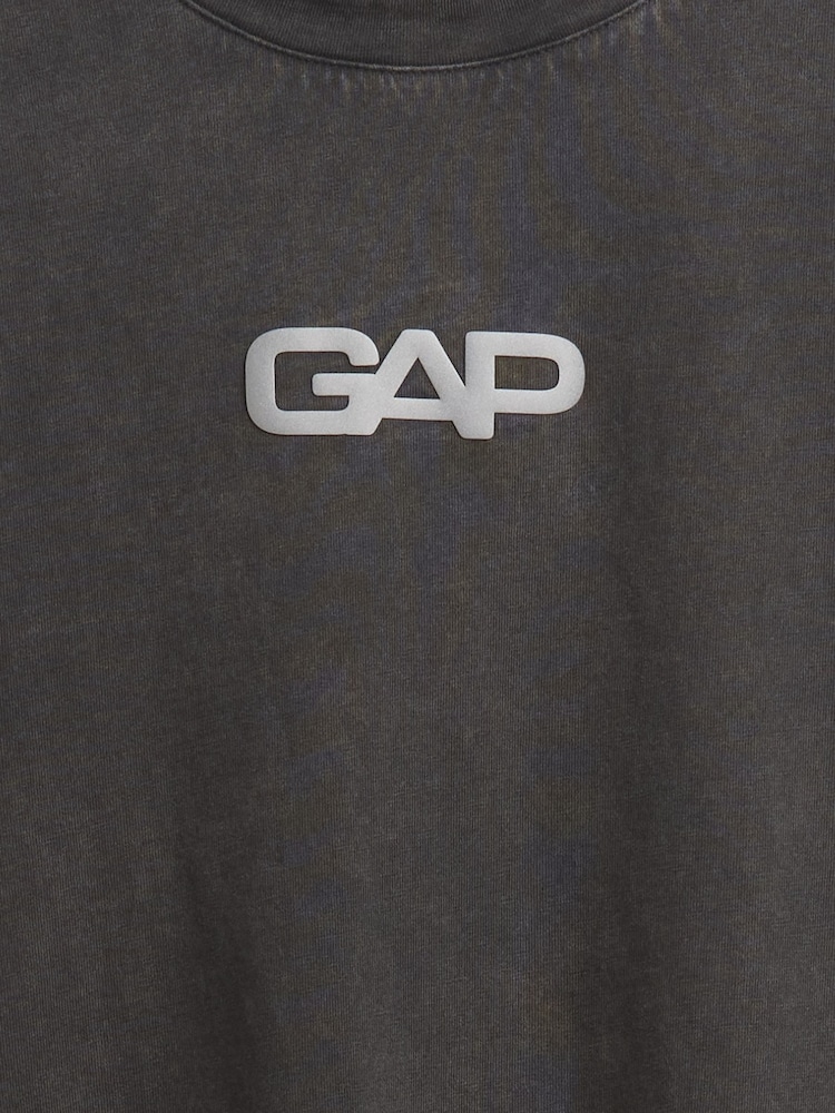 Gap Black Relaxed Logo Boxy Long Sleeve T-Shirt - Image 4 of 4