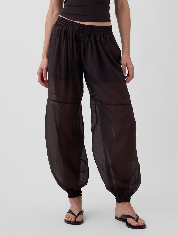 Gap Brown Sheer Parachute Cuffed Trousers - Image 1 of 4