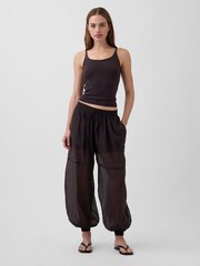 Gap Brown Sheer Parachute Cuffed Trousers - Image 3 of 4