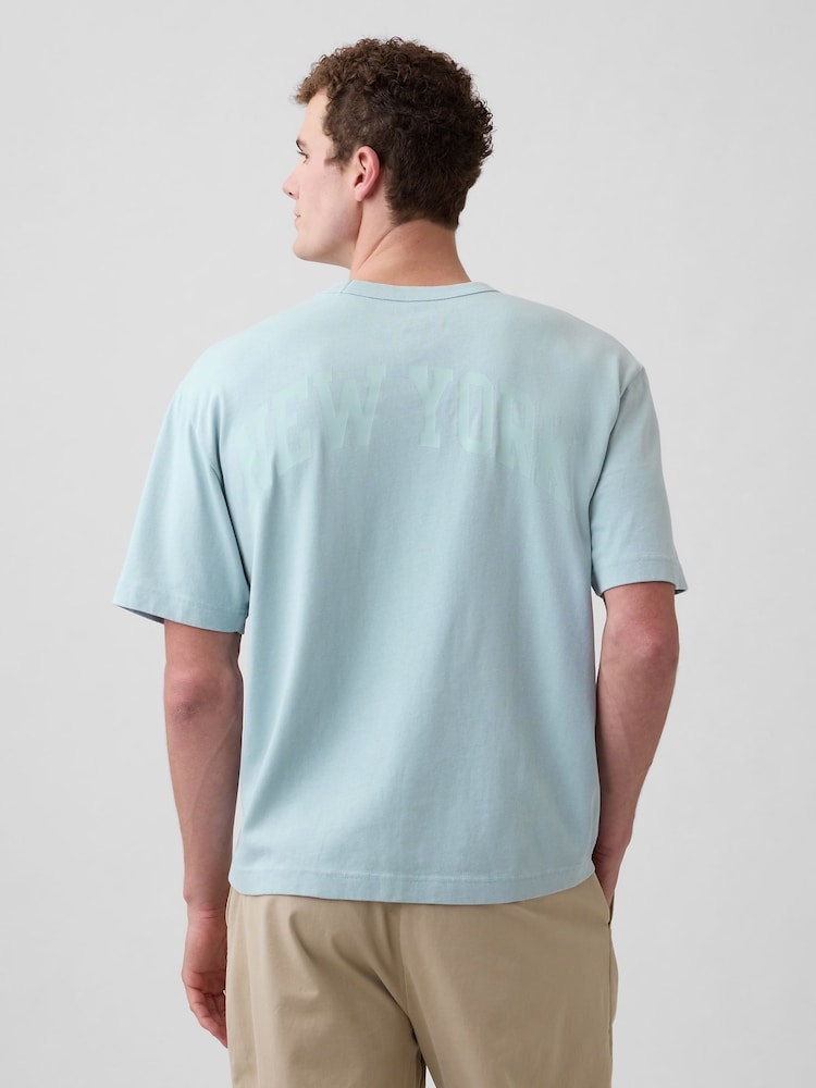 Gap Blue Heavyweight Relaxed 1969 Logo Boxy T-Shirt - Image 2 of 4