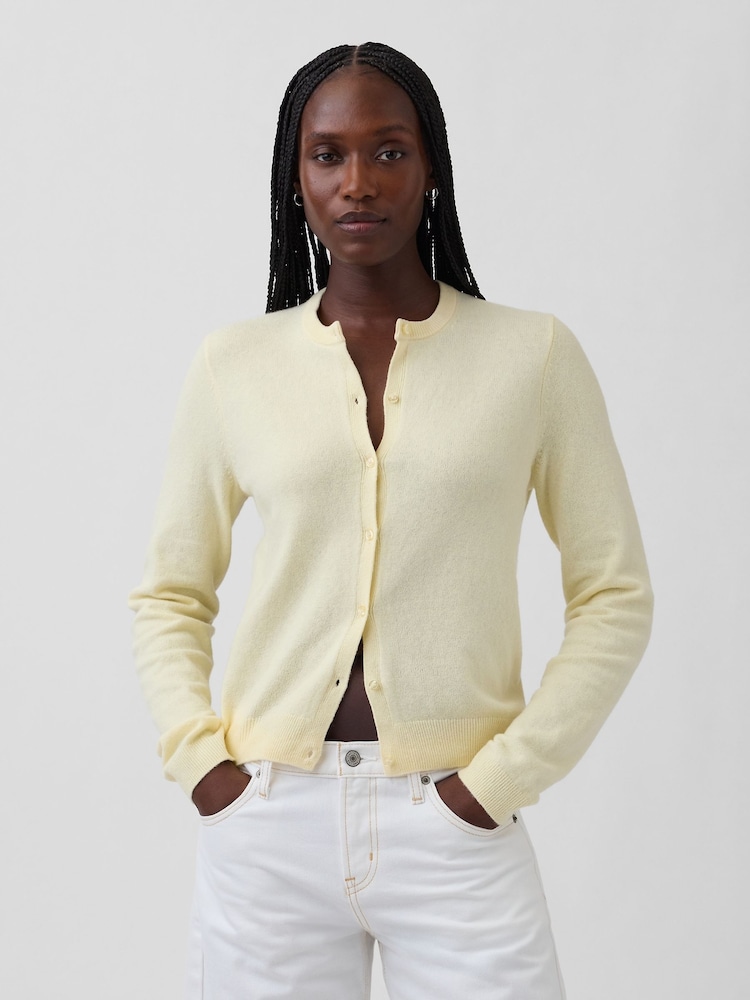 Gap CashSoft Yellow Cropped Cardigan - Image 1 of 4