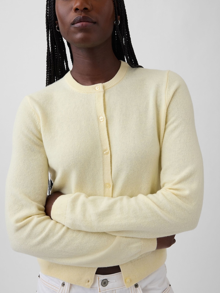 Gap CashSoft Yellow Cropped Cardigan - Image 4 of 4