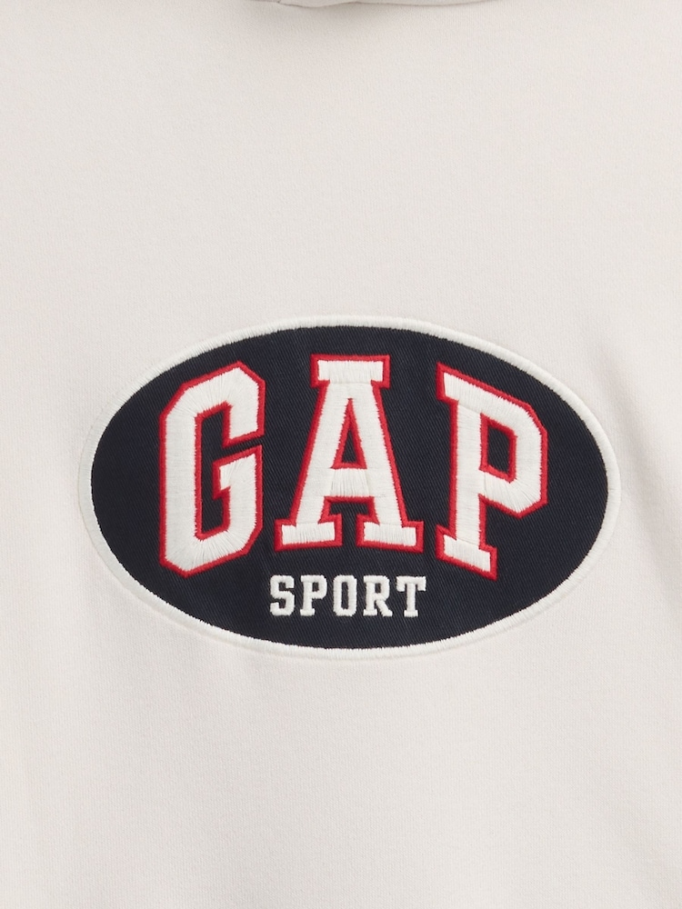 Gap Cream Vintage Soft Terry Oversized Logo Crop Hoodie - Image 4 of 4