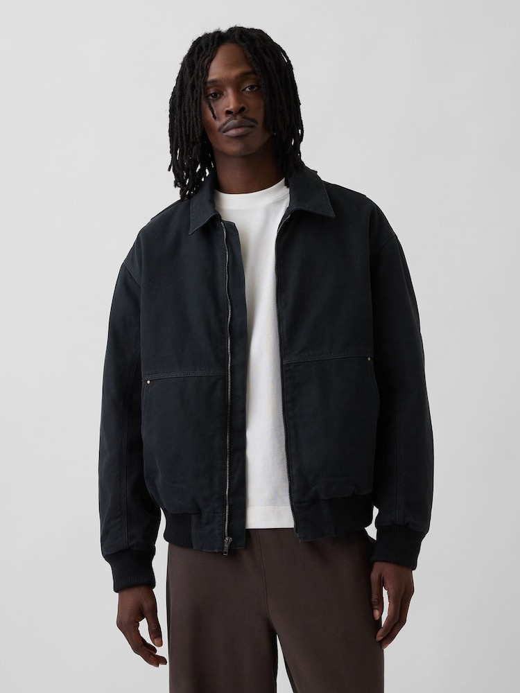 Μαύρο - Gap Canvas Bomber Jacket - Εικόνα 1 από 4