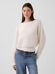 Gap White Crochet Boat Neck Crop Jumper - Image 1 of 5