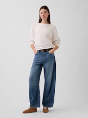 Gap White Crochet Boat Neck Crop Jumper - Image 3 of 5